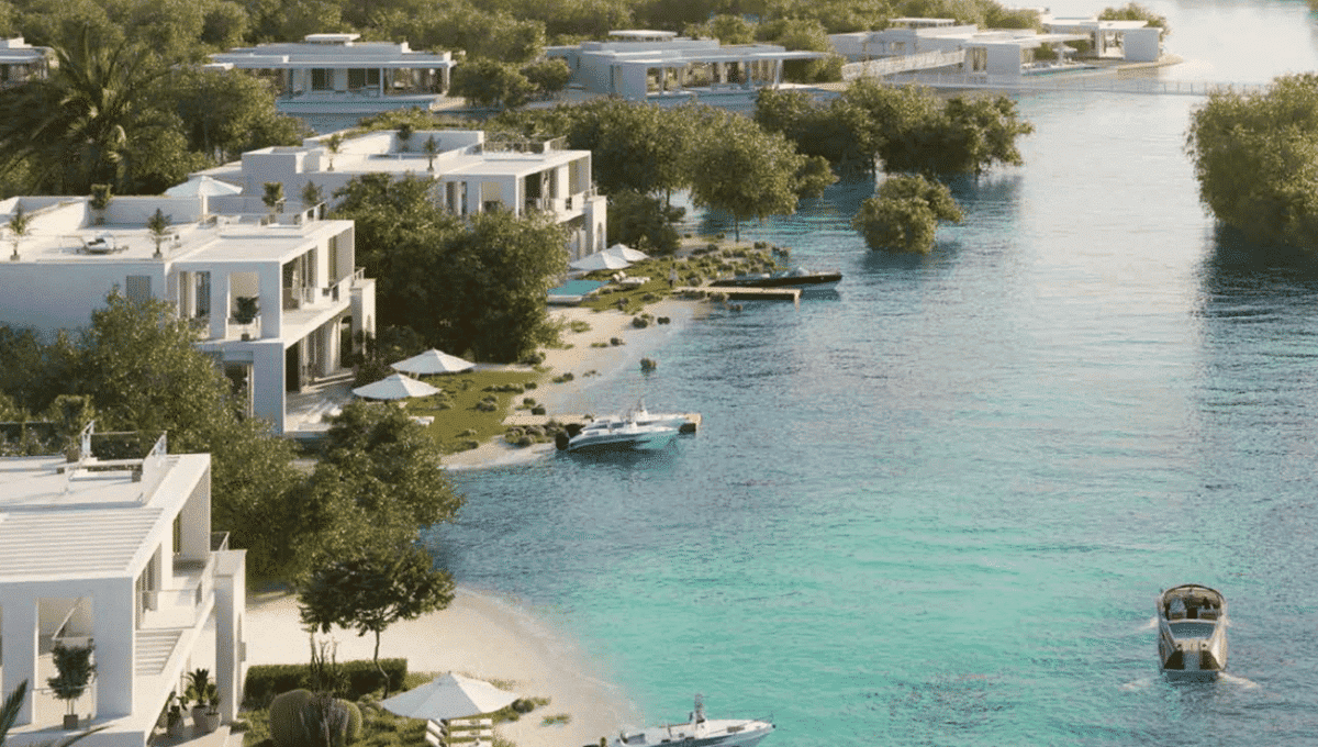 Inseln in Ramhan Island Abu Dhabi und Häuser