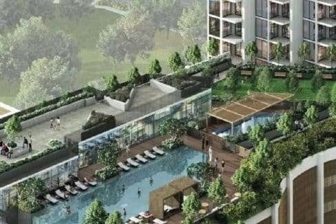 Pooldeck Immobilie in Dubai Sobha Waves Grande