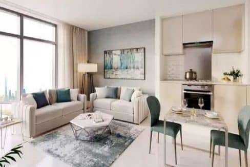 Wohn und Essbereich im Apartment zum Kauf in Dubai Sobha Waves Grande